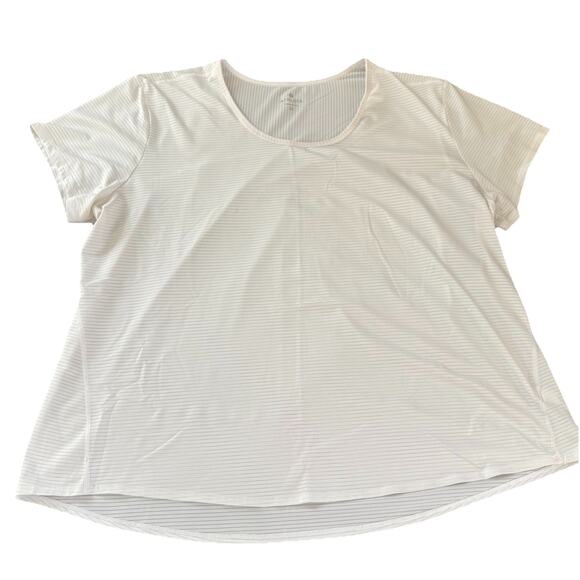 Athleta Subtle Striped Round Neck White T-Shirt Short Sleeve Size 2X - Picture 3 of 13